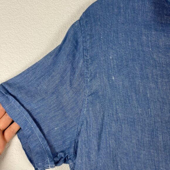 Rails Rocky Linen Blend Dress Womens Large Blue Short Sleeve Catalina Stripe - Picture 6 of 16